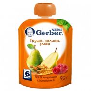 Gerber 90 г пюре (пауч) груша, малина, злаки